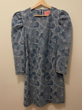 kate spade Abstract Peony Jacquard Denim Shift Mini Dress